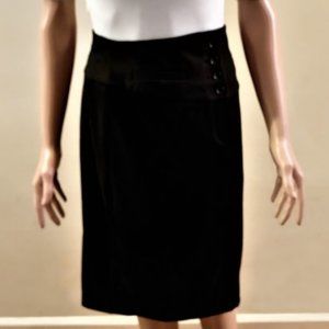 Vintage Grace Elements Black Pencil Skirt w/Front Side Zip & Button Size 4 NWT